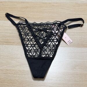 Victoria's Secret Black Geometric Lace Panty
